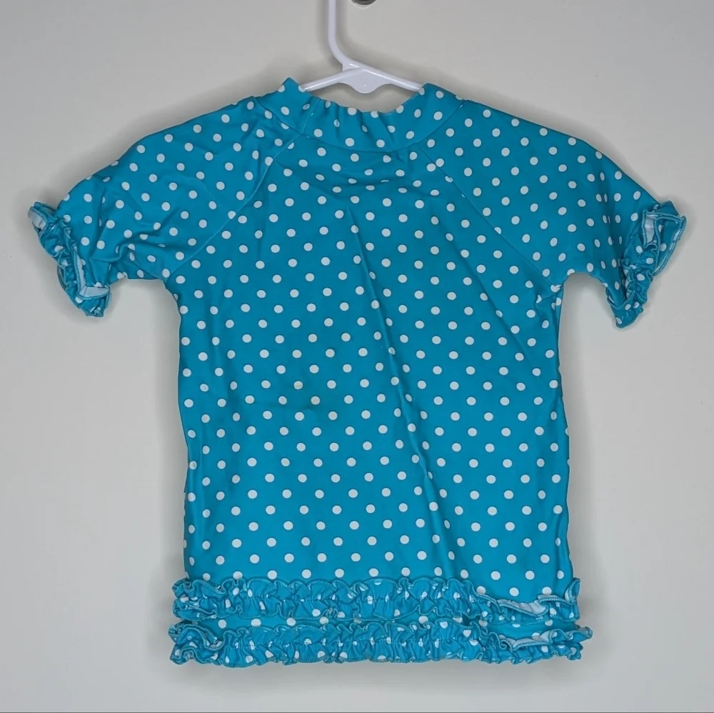 Ruffle Butts Turquoise Polka Dot 2 Piece Bathing Suit 2T